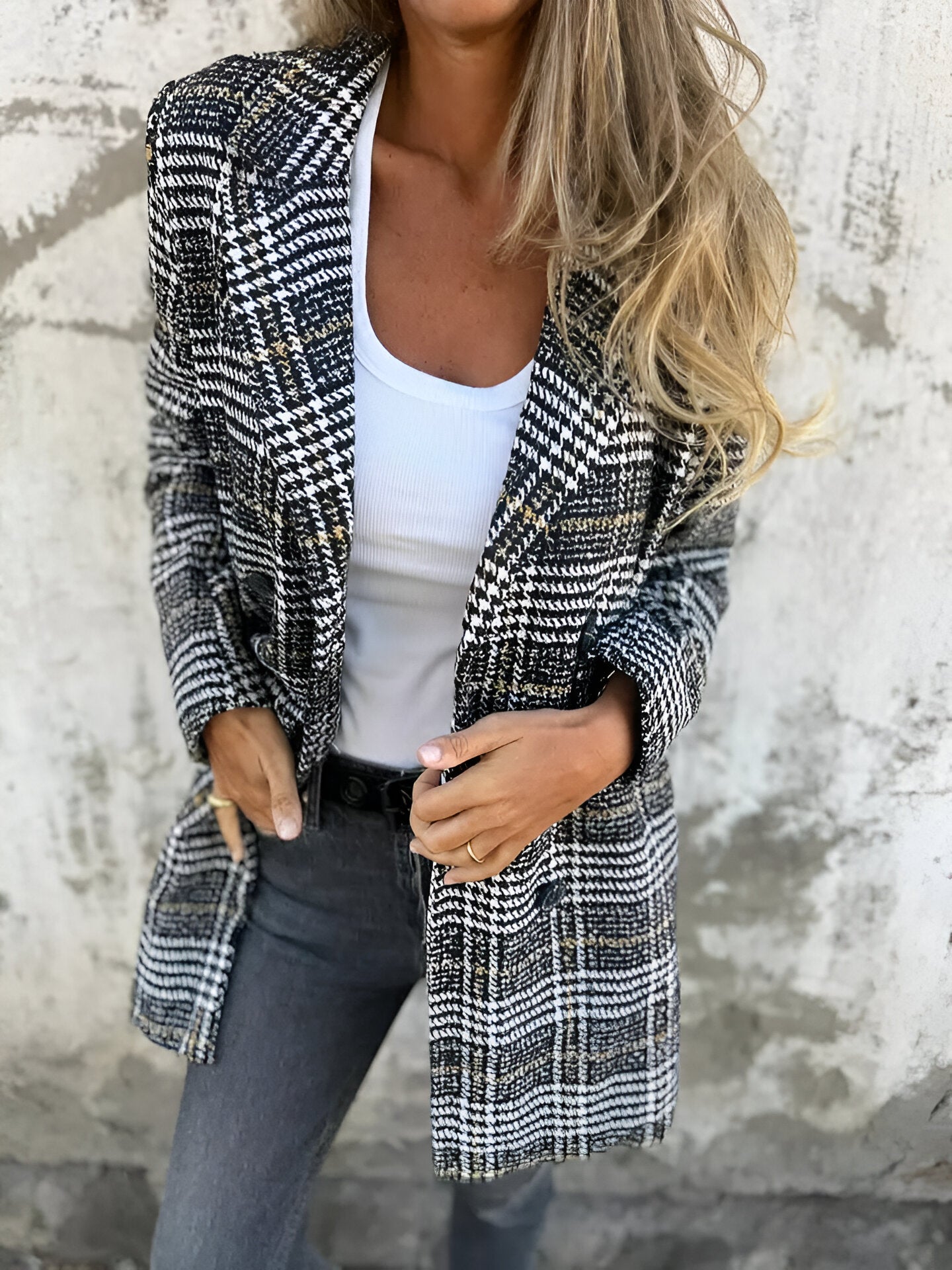 MARÍA™ | Blazer Clásico de Cuadros con Solapa