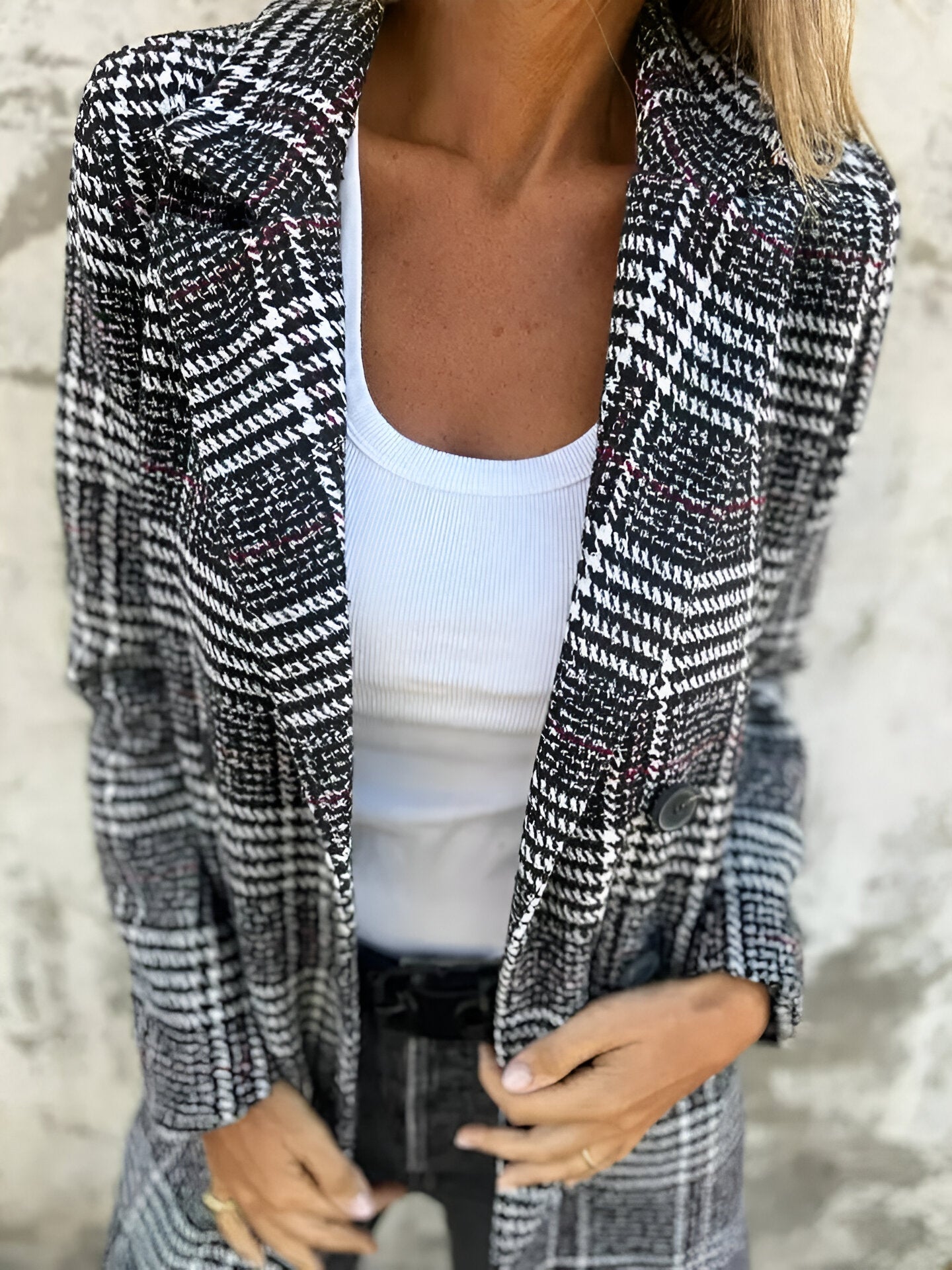 MARÍA™ | Blazer Clásico de Cuadros con Solapa