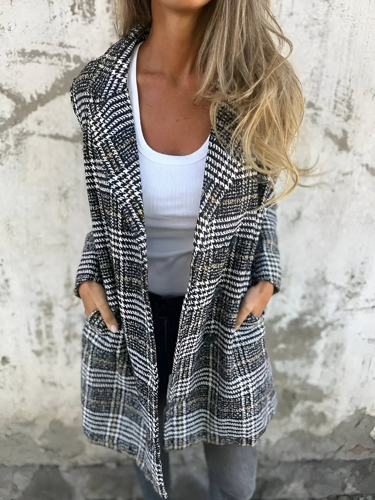 MARÍA™ | Blazer Clásico de Cuadros con Solapa