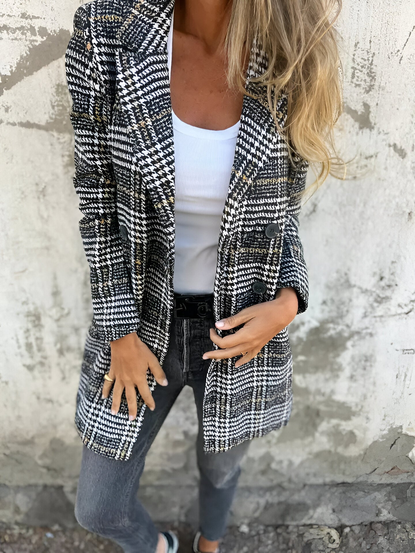 MARÍA™ | Blazer Clásico de Cuadros con Solapa