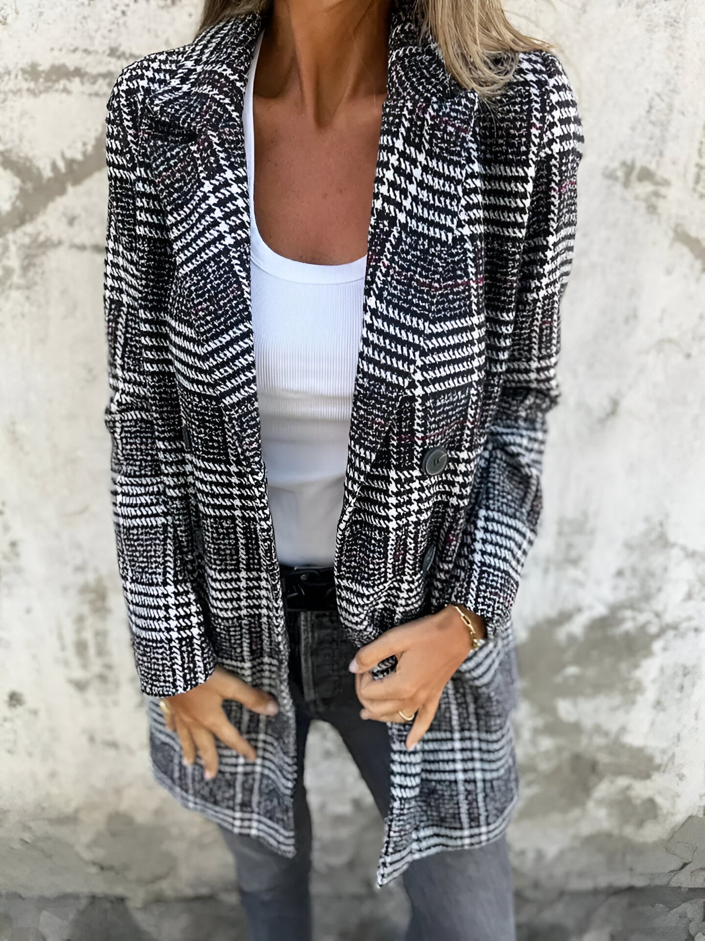 MARÍA™ | Blazer Clásico de Cuadros con Solapa